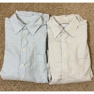 Charles Tyrwhitt Set Mens Classic Fit Non Iron Dress Shirts Blue Stripe Check XL